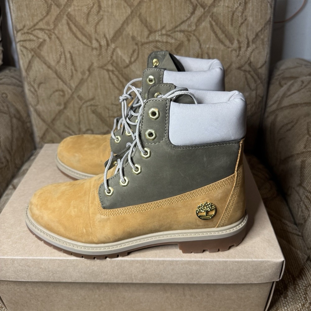 Timberland Heritage Women's Boots Size 8.5‎ Wheat/Green Waterproof Leather Shoes
